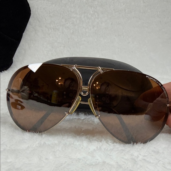 Porsche Design Gold and Brown Aviator Sunglasses main image 6
